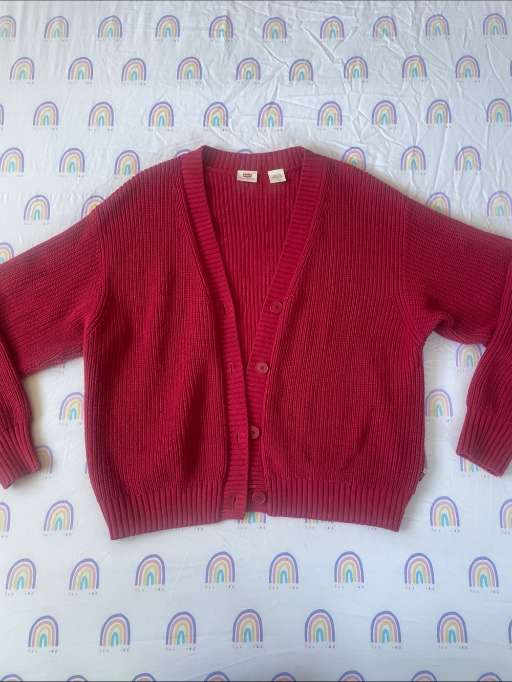 Levi’s red shaker knit cardigan